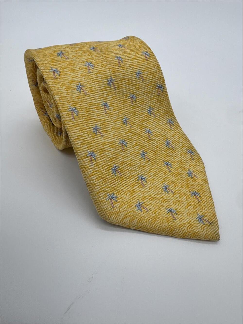 Tommy Hilfiger Men's Tie 100% Silk,  Made In Italy Palm Trees-Loss Threads